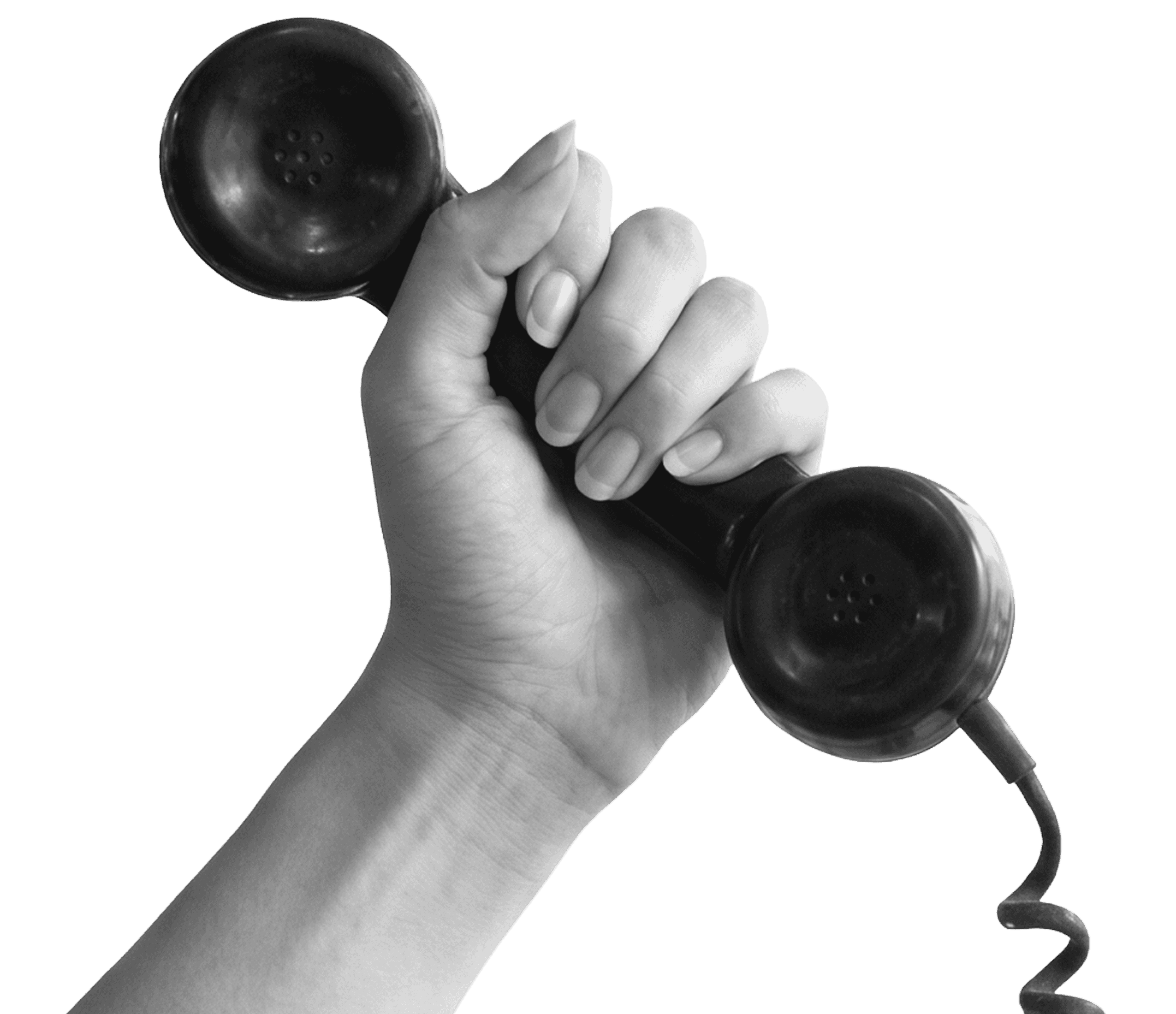 Hand holding a vintage phone receiver